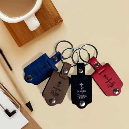 God Knew My Heart Needed You - Leather Photo Keychain LPKM07