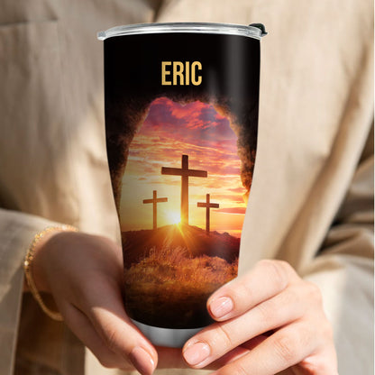 Jesuspirit | Religious Gift For Bible Study Groups | Personalized Stainless Steel Tumbler | Because He Lives, I Can Face Tomorrow SSTM02