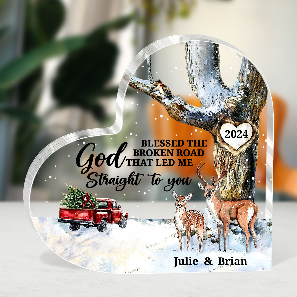 God Blessed The Broken Road That Led Me Straight To You | Personalized Custom Shaped Squared Acrylic Plaque