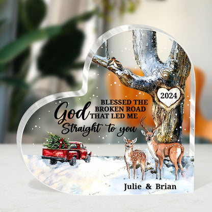 God Blessed The Broken Road That Led Me Straight To You | Personalized Custom Shaped Squared Acrylic Plaque