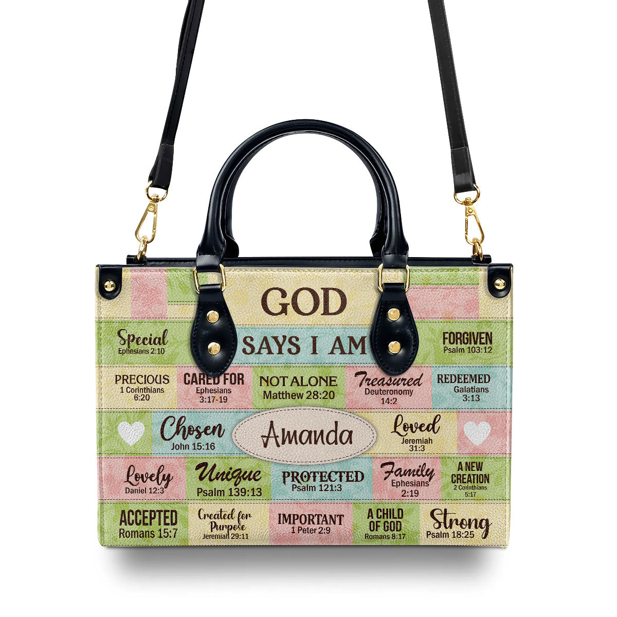 Jesuspirit | Personalized Leather Handbag With Zipper | God Says I Am | Gift For Her LHBNUHN681