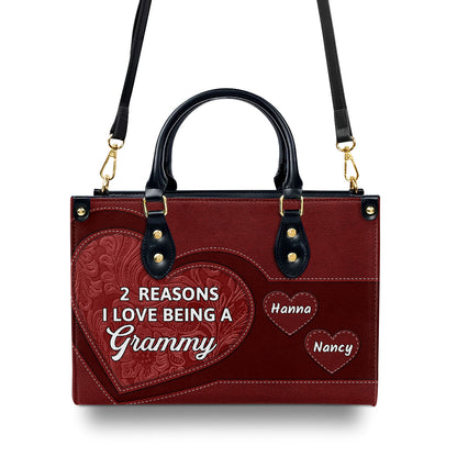 The Reason I Love Being A Grandma | Personalized Leather Handbag JSLHBPT2648TA