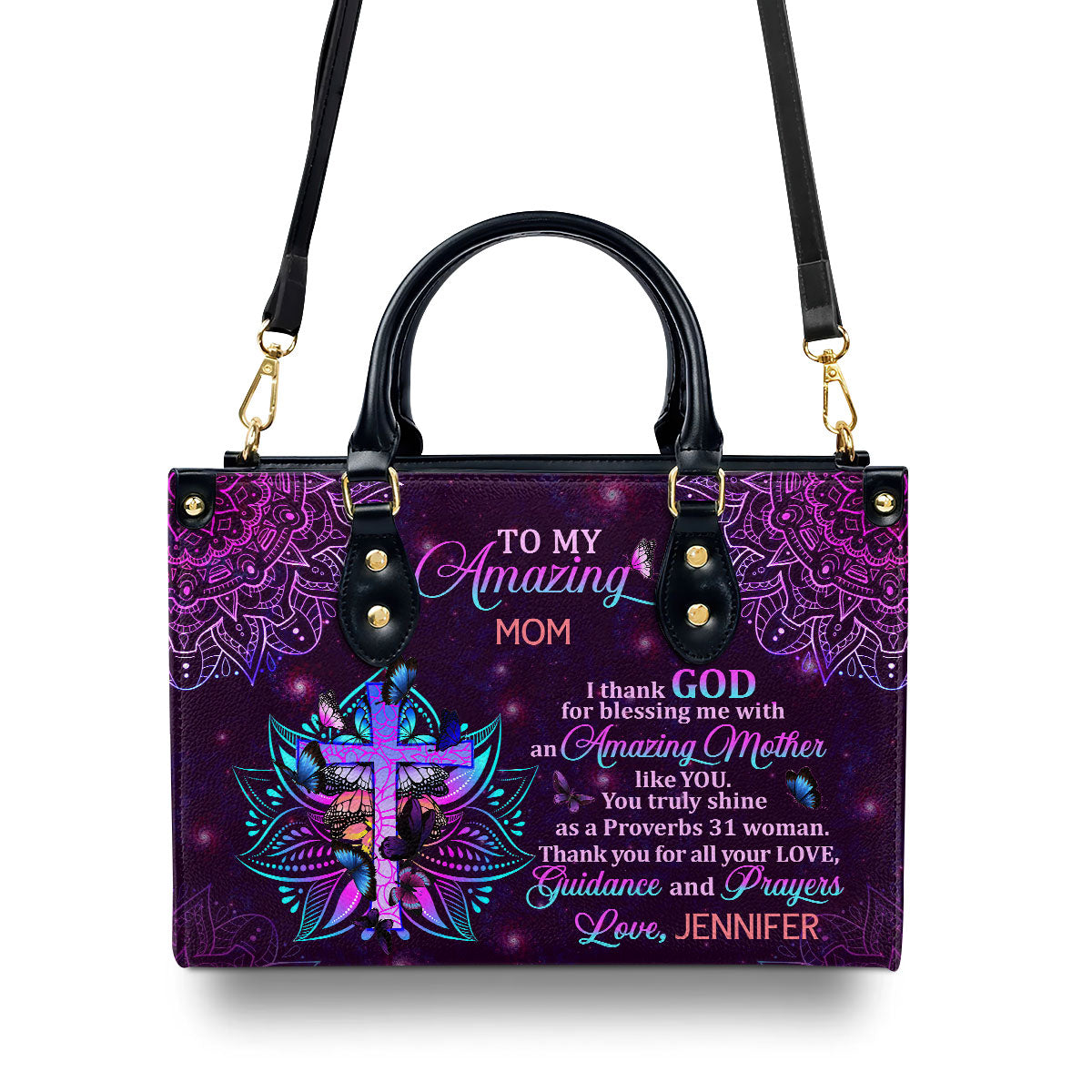 Jesuspirit | Personalized Leather Handbag With Zipper | To My Amazing Mom LHBM785