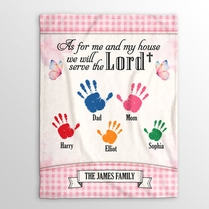 As For Me And My House Family Handprint | Personalized Fleece Blanket JSFBHLT1450D