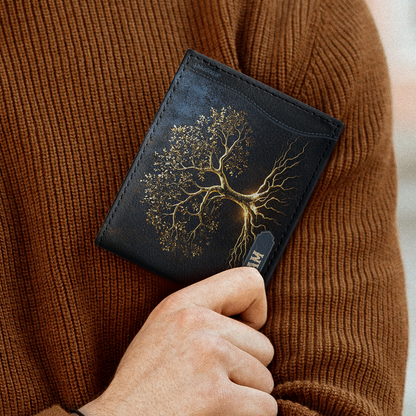 His Children Are Blessed After Him | Personalized Leather Folded Wallet