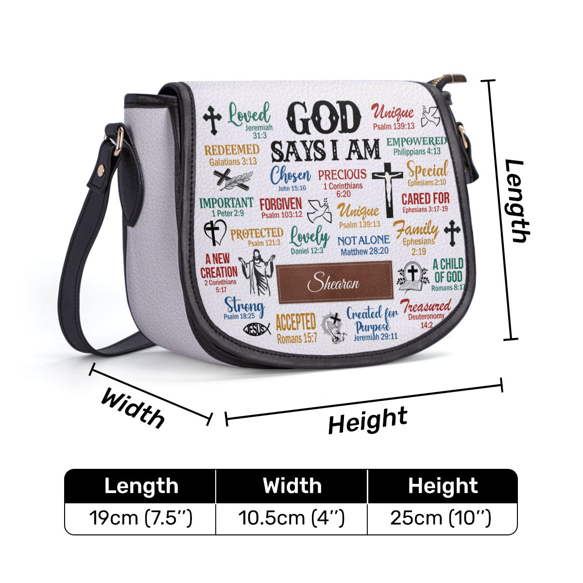 God Says I Am - Personalized Leather Saddle Bag LHBH742