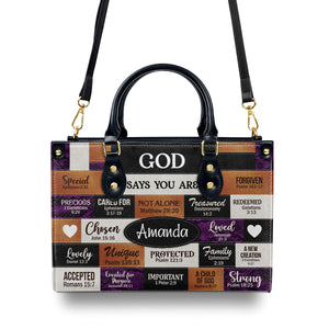 Jesuspirit | God Says I Am | Personalized Leather Handbag With Zipper | Gift For Her LHBNUHN681
