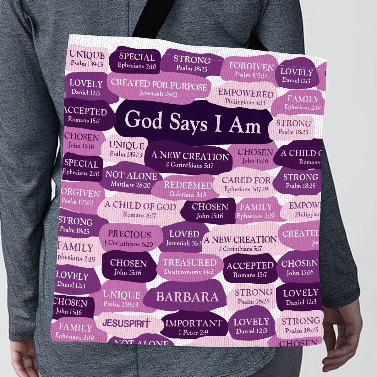 Jesuspirit Personalized Tote Bag | Religious Gifts For Women Of God | What God Says About You TBHN699