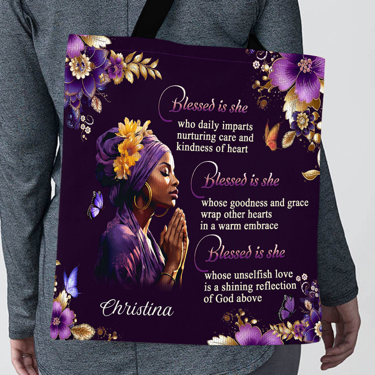 Jesuspirit Personalized Christian Tote Bag | Blessed Is She TBM749