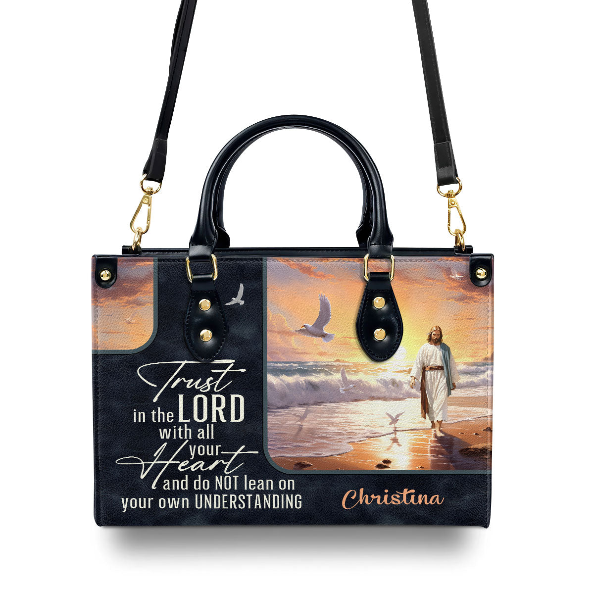 Jesuspirit | Personalized Leather Handbag With Zipper | Trust in the Lord LHBM753