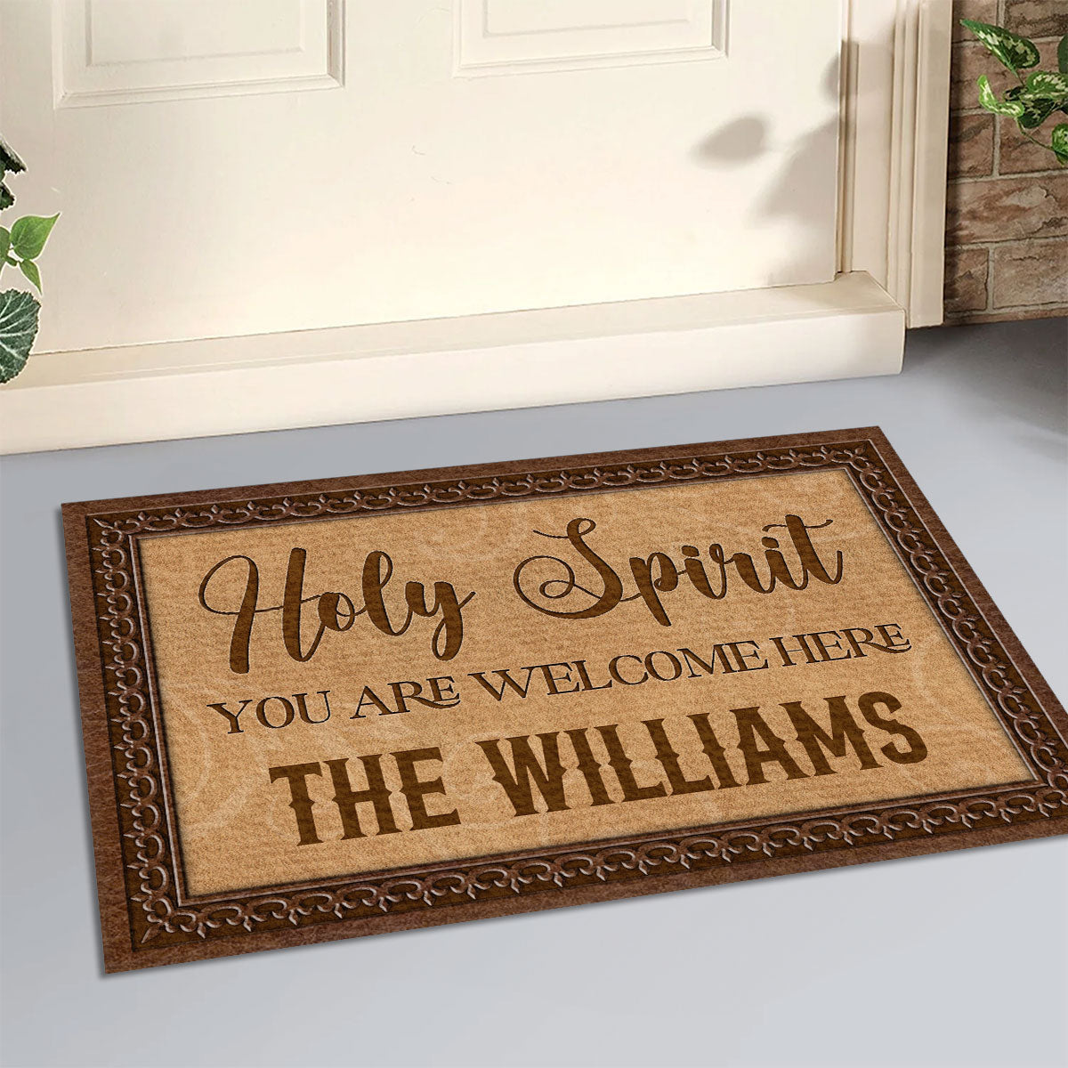 Holy Spirit You Are Welcome Here | Personalized Doormat JSDMPT1594TA