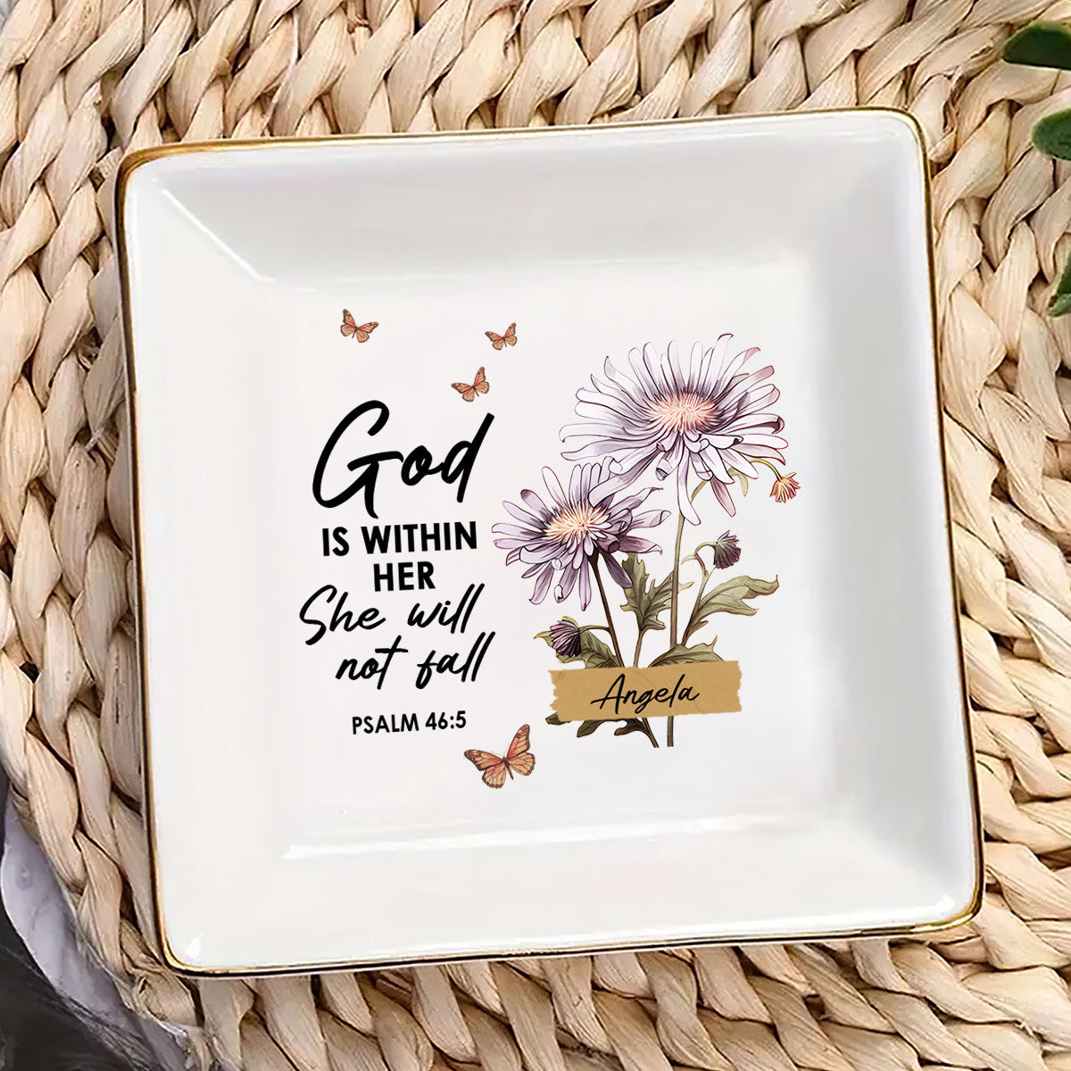 God Is Within Her She Will Not Fall | Personalized Jewelry Dish