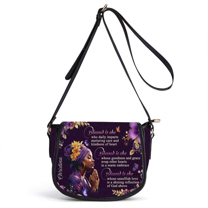 Blessed Is She - Personalized Leather Saddle Bag LHBM749