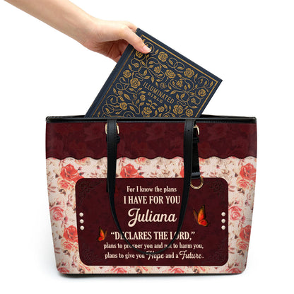 Jeremiah 29:11 | Spiritual Gifts Scripture Of Faith | Personalized Large Leather Tote Bag