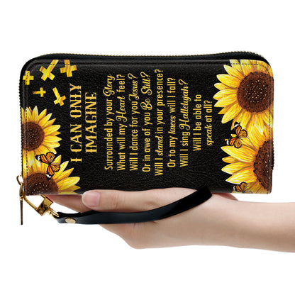 Jesuspirit | Personalized Sunflower Leather Clutch Purse | Christian Gifts For Religious Women | I Can Only Imagine CPHN153B