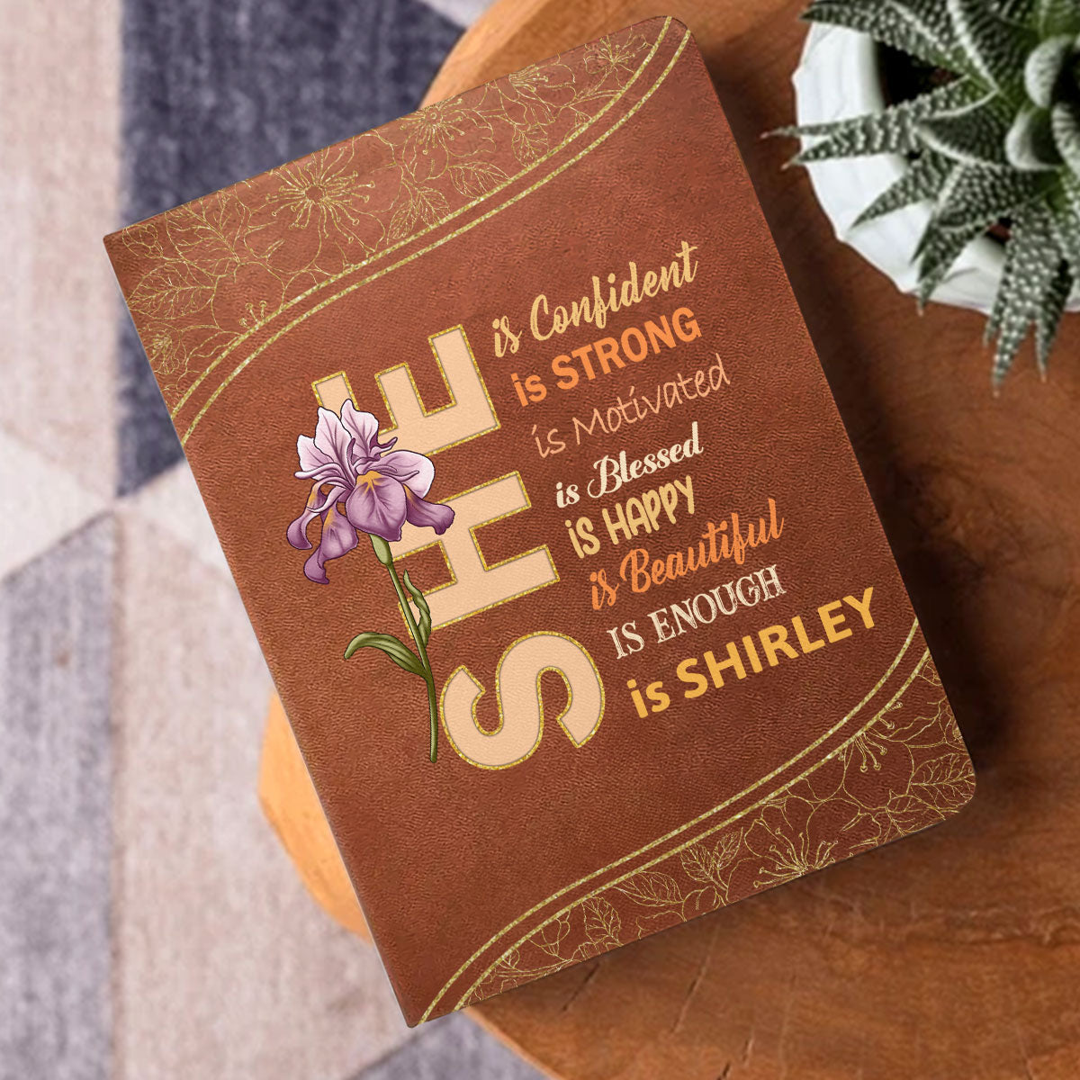 She Is | Personalized Leather Cover Notebook