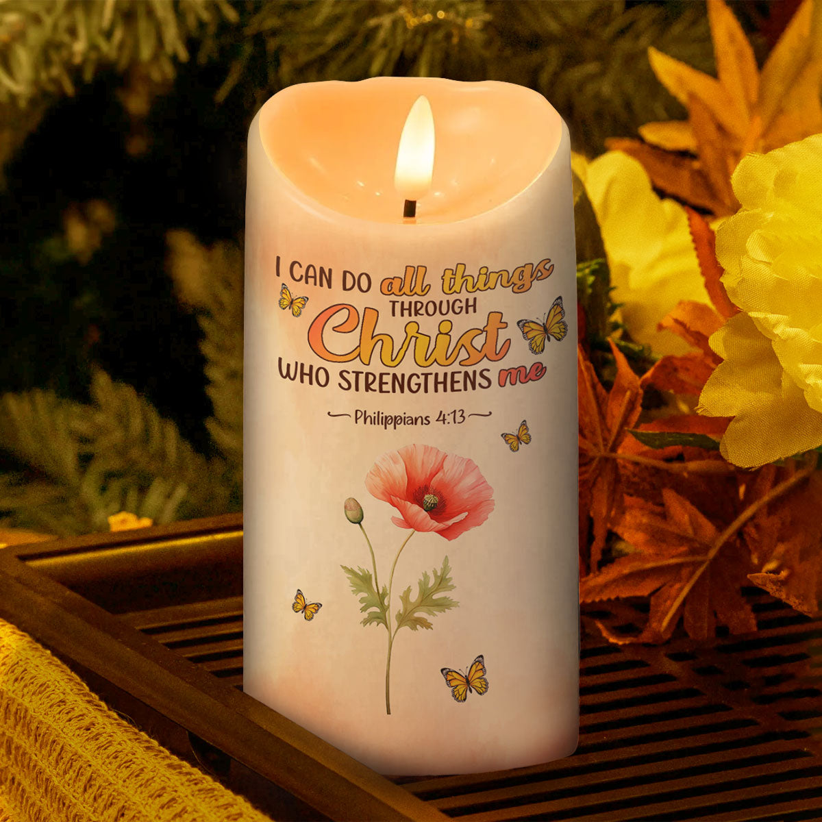 I Can Do All Things Through Christ Who Strengthens Me | Personalized Flameless LED Candle