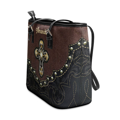 Unique Cross Large Leather Tote Bag HM368
