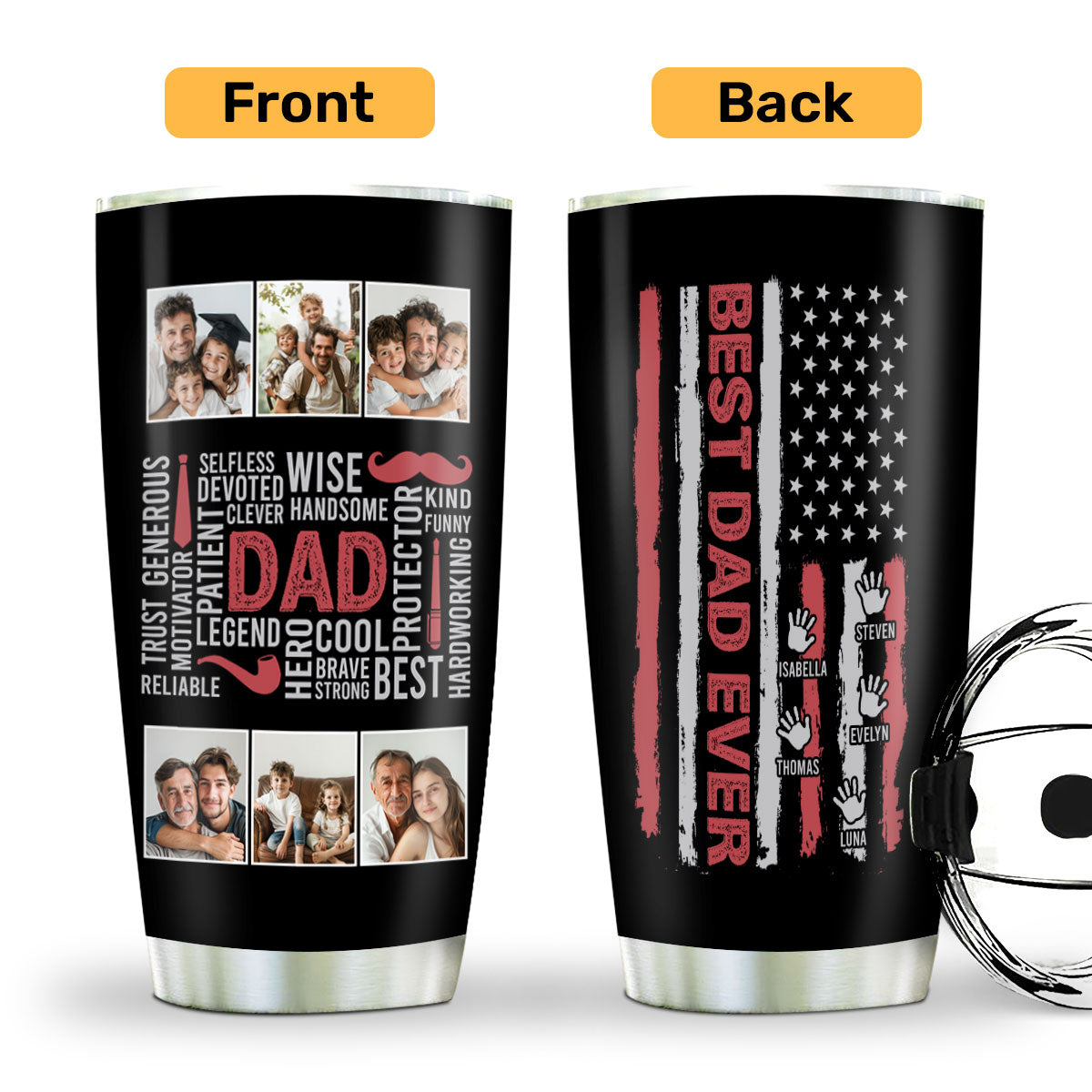 Dad Hero Handsome | Personalized Stainless Steel Tumbler JSSSTT44