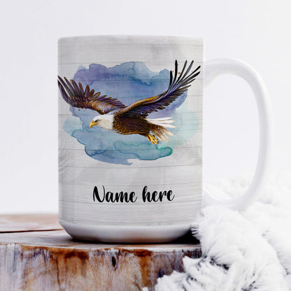 Special Personalized Eagle White Ceramic Mug - Those Will Walk And Not Be Faint NUHN216