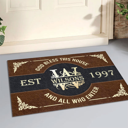 God Bless This House And All Who Enter | Personalized Doormat JSDMPT1799L