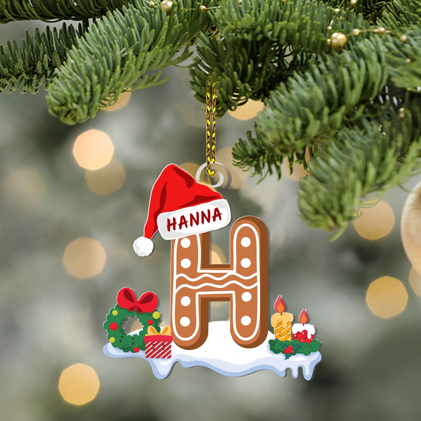 Gingerbread Cookie Letter | Personalized 1-Side Acrylic Ornament JSACOPT2057D