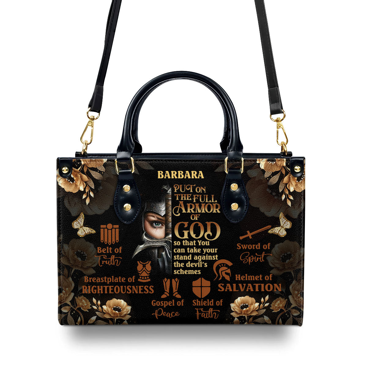 Jesuspirit | Personalized Leather Handbag With Zipper | Armor Of God LHBM772