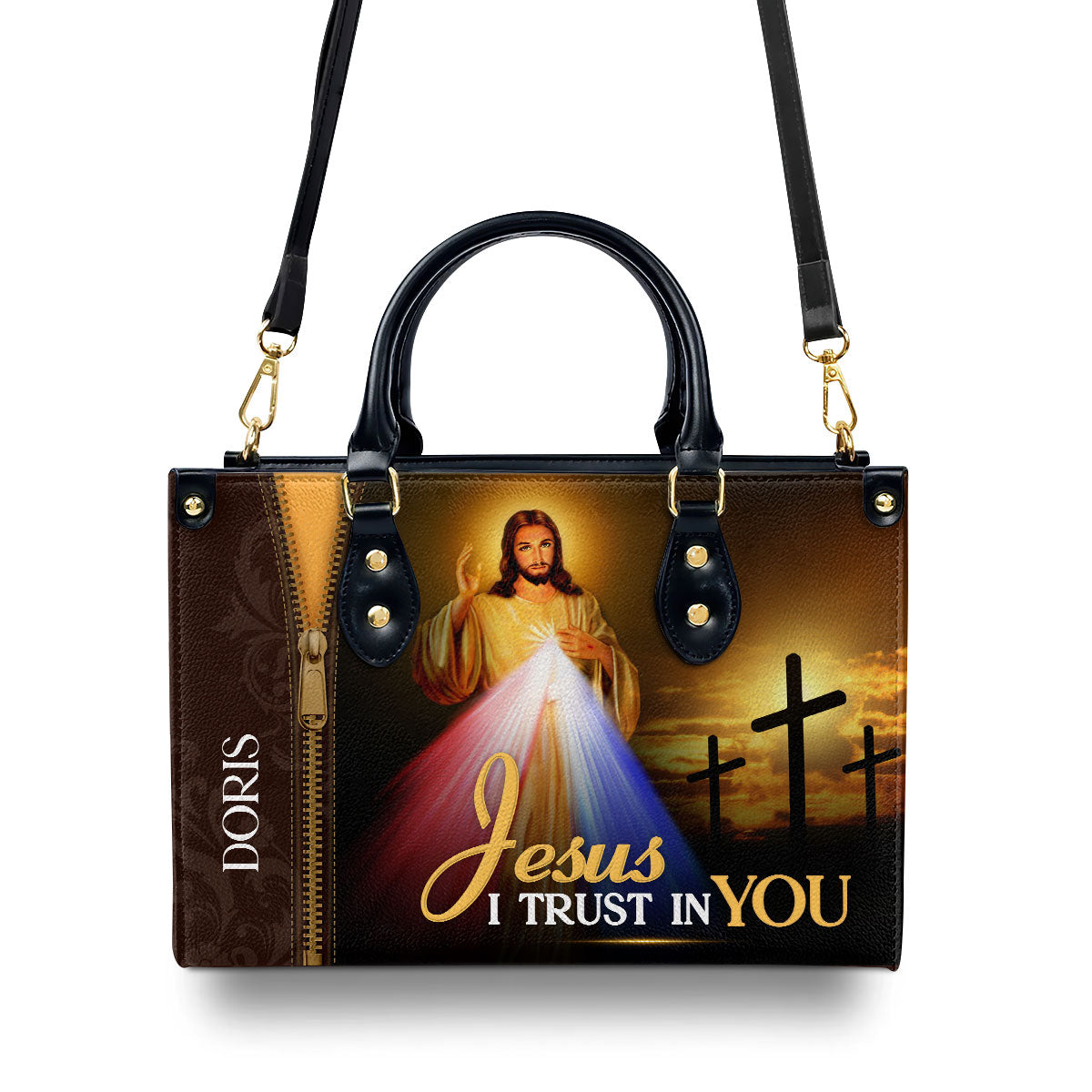 Jesus I Trust In You  | Personalized Leather Handbag JSLHBTPA797M