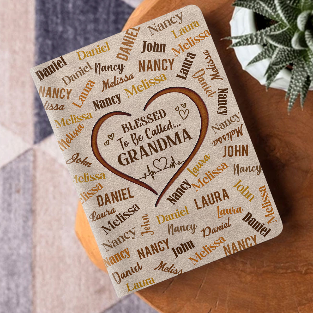 Blessed To Be Called Grandma | Personalized Leather Cover Notebook