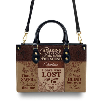 Jesuspirit | Personalized Leather Handbag With Zipper | Amazing Grace LHBM734