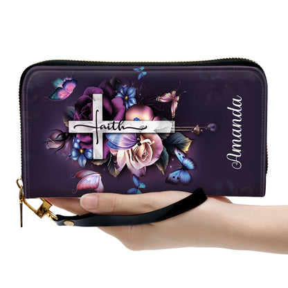 Jesuspirit | Meaningful Gifts For Christian Women | Personalized Purple Zippered Leather Clutch Purse | I Can Only Imagine HH175H