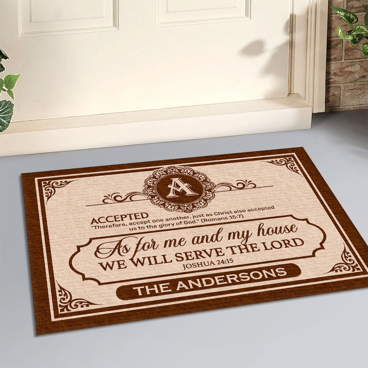 As For Me And My House We Will Serve The Lord | Personalized Doormat JSDMPH1786M