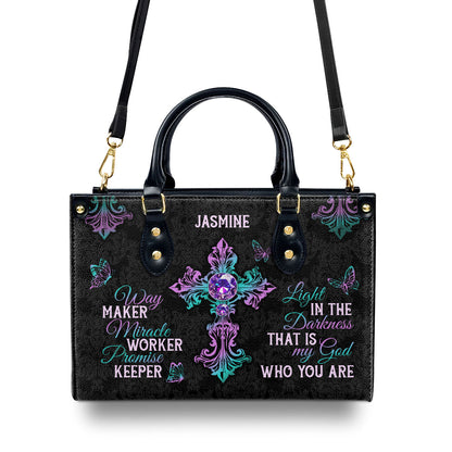 Way Maker Miracle Worker Promise Keeper | Personalized Leather Handbag JSLHBPT845T