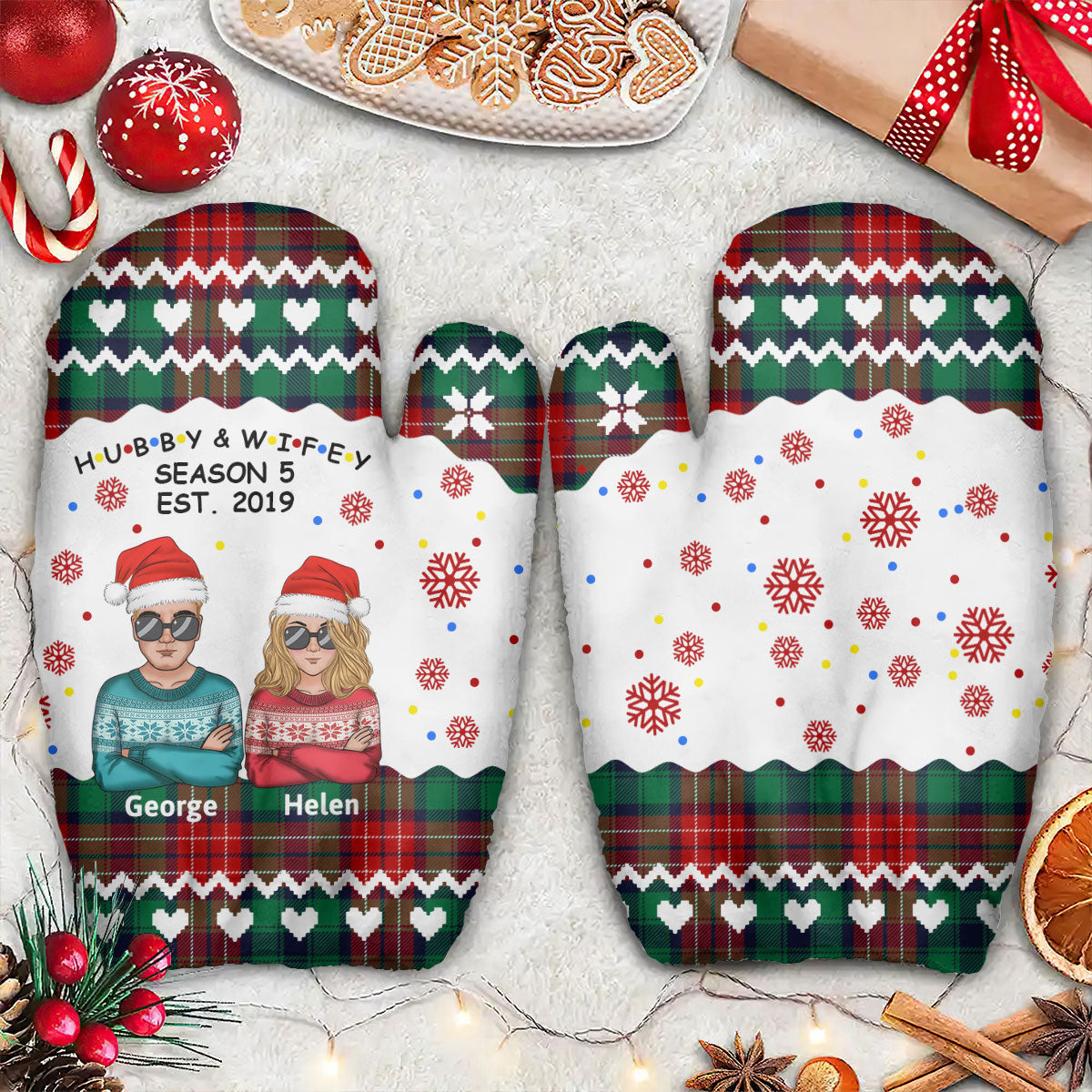 Hubby And Wifey Seasons | Personalized Warm Mittens JSWMPT2275T