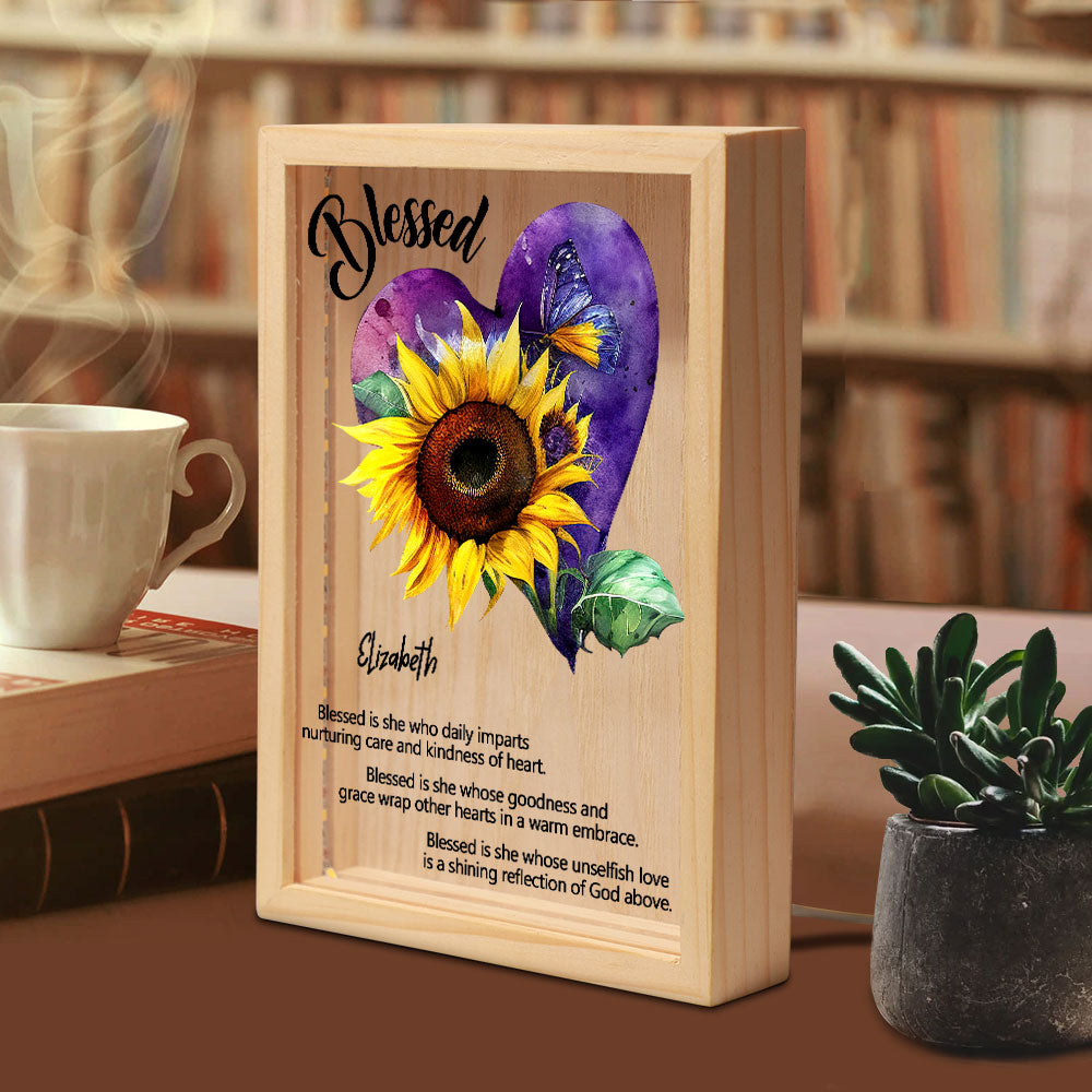 Personalized Frame Light Box | Blessed Is She - Desk Decor Keepsake