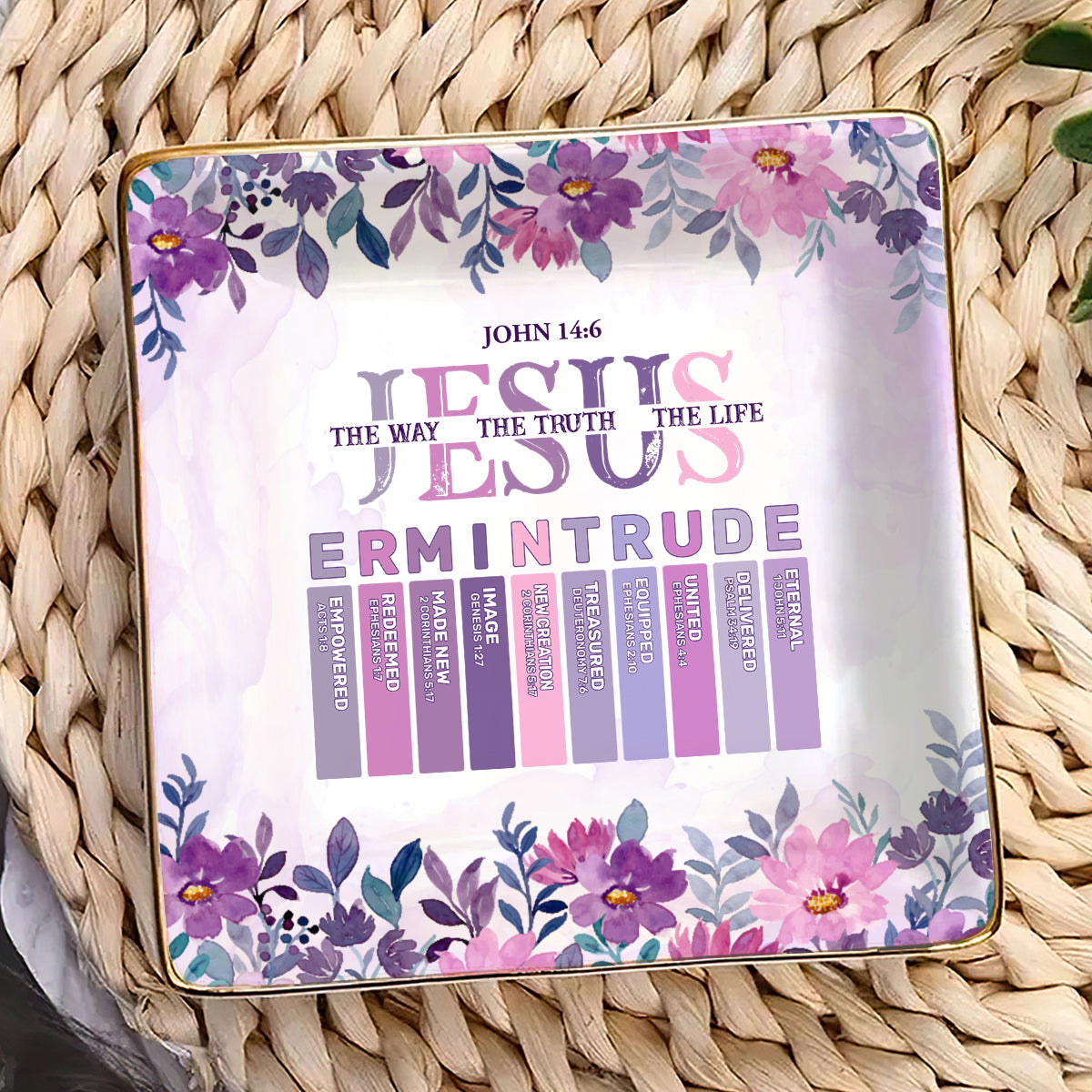 Jesus The Way The Truth The Life | Personalized Ceramic Ring Dish Square