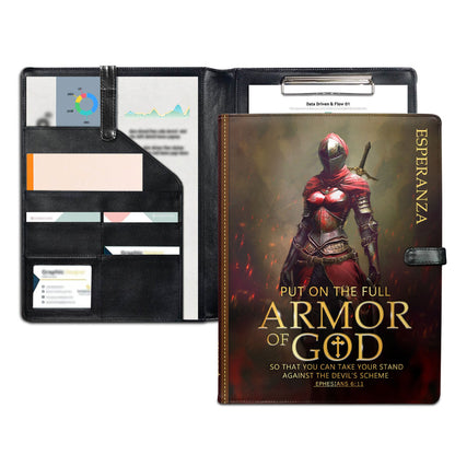 Armor Of God | Personalized Leather Button Padfolio JSLEPPT1881TA