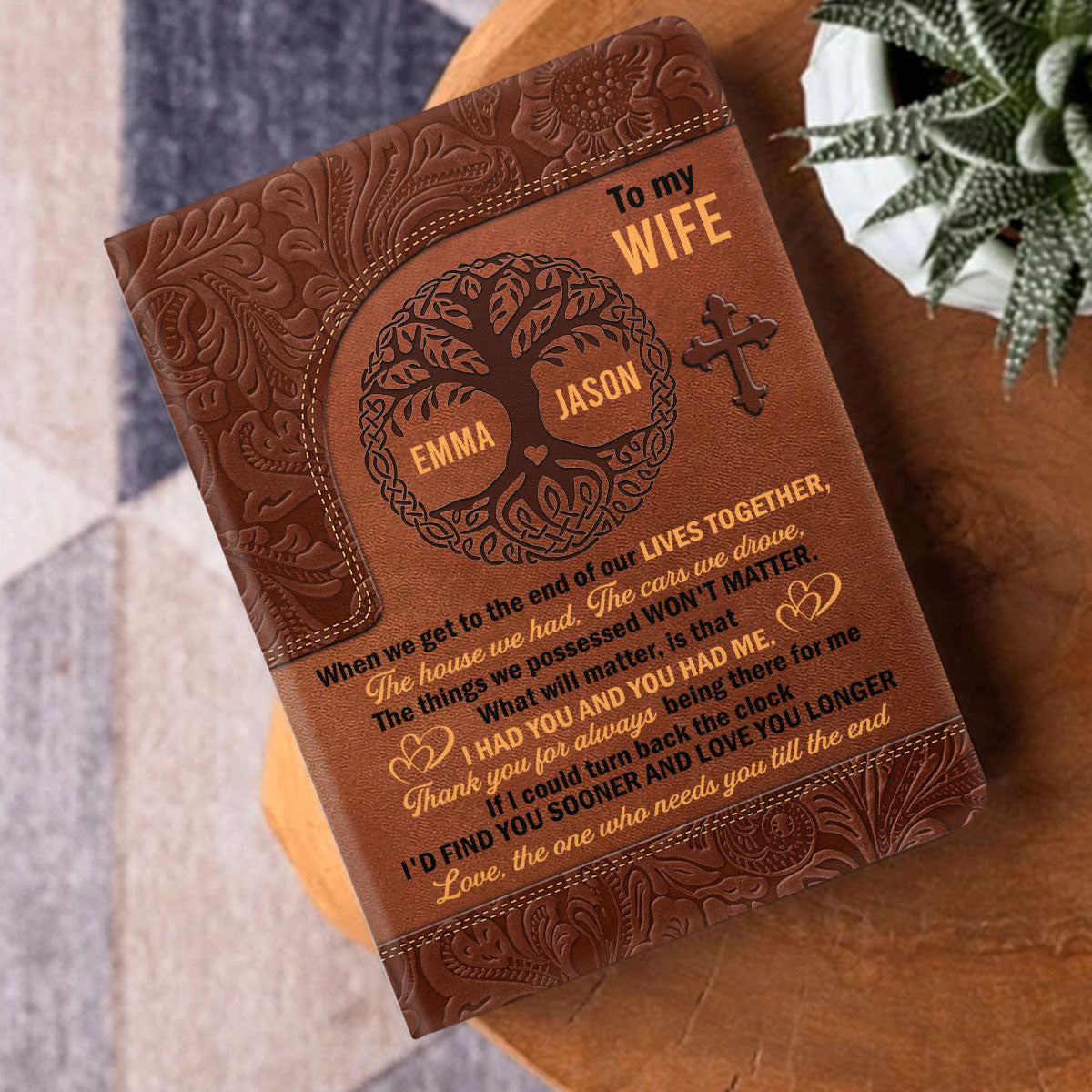 To My Wife | Personalized Leather Cover Notebook