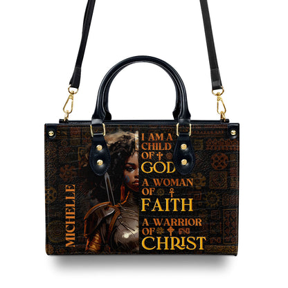 Jesuspirit | Personalized Leather Handbag With Zipper | I Am A Child Of God LHBM725