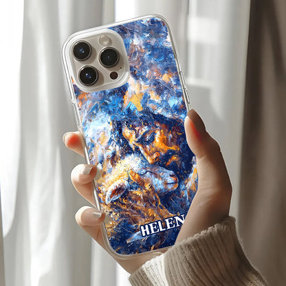 Abstract Painting Of Jesus And Lost Lamb | Personalized Clear Silicone Phone Case