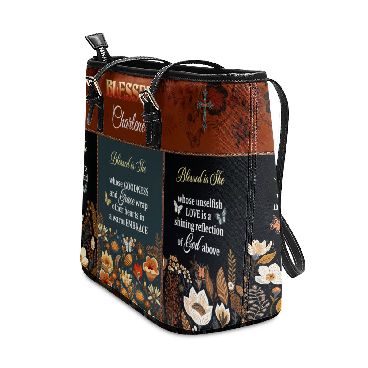 Blessed Is She | Personalized Large Leather Tote Bag LLTBM748
