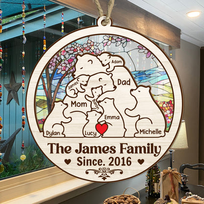 Bear Family | Personalized Suncatcher Ornament JSSUNOPTN1063L