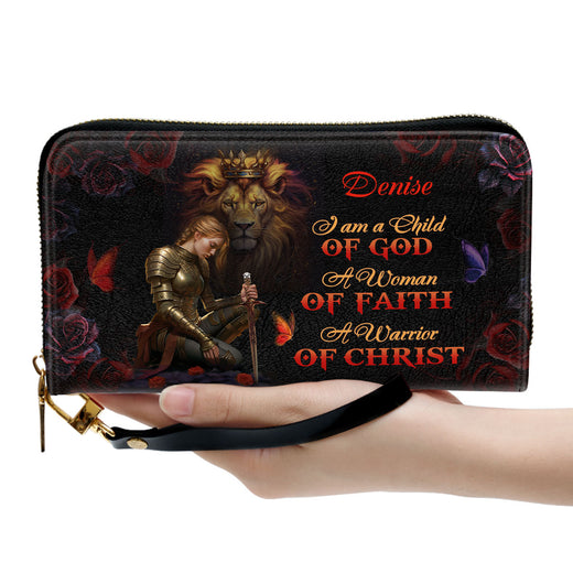 Jesuspirit | Personalized Leather Clutch Purse With Wristlet Strap Handle | Spiritual Gifts For Christian Women | A Woman Of Faith LHBM728 CPM728