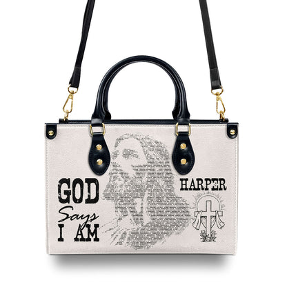 God Says I Am | Personalized Leather Handbag JSLHBPT854M