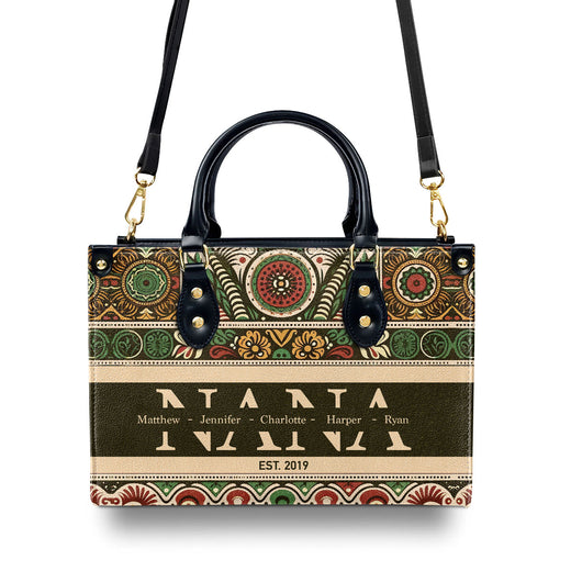 MomNana | Personalized Leather Handbag With Zipper LHBHN07