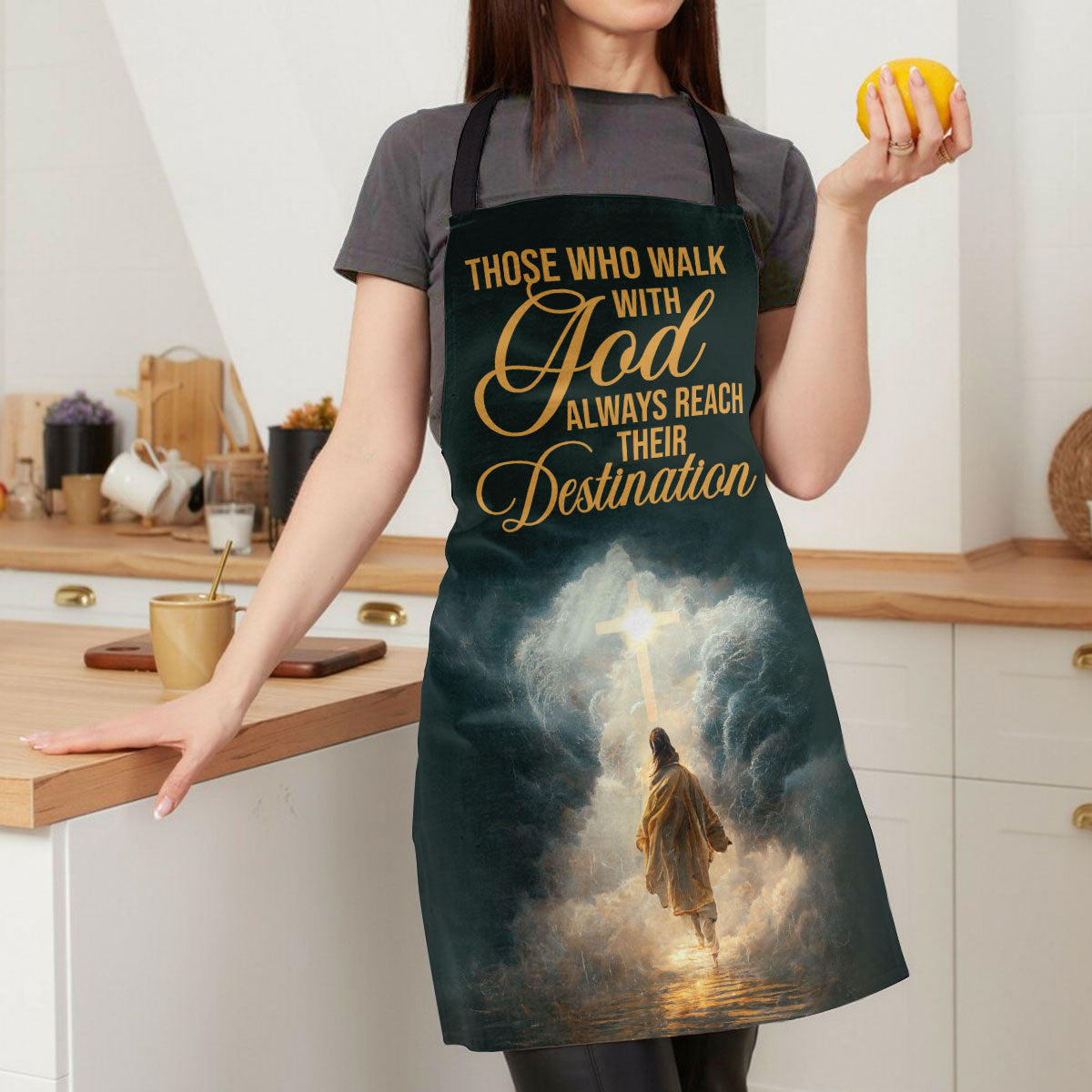 Jesuspirit | Those Who Walk With God Always Reach Their Destination | Jesus & Cross | Apron With Neck Strap AHM06