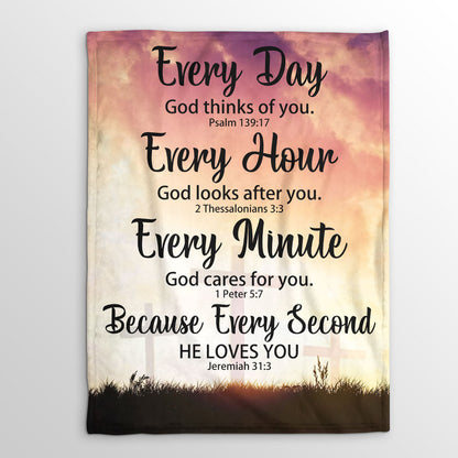 Jesuspirit | Everyday God Thinks Of You | Meaningful Gift For Christian Friends | Special Fleece Blanket FBHN600