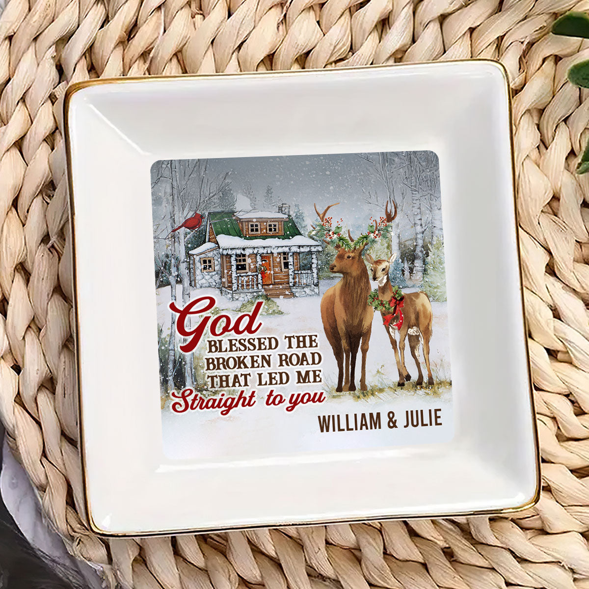 God Blessed The Broken Road That Led Me Straight To You | Personalized Jewelry Dish