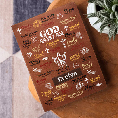 God Says I Am | Personalized Leather Cover Notebook