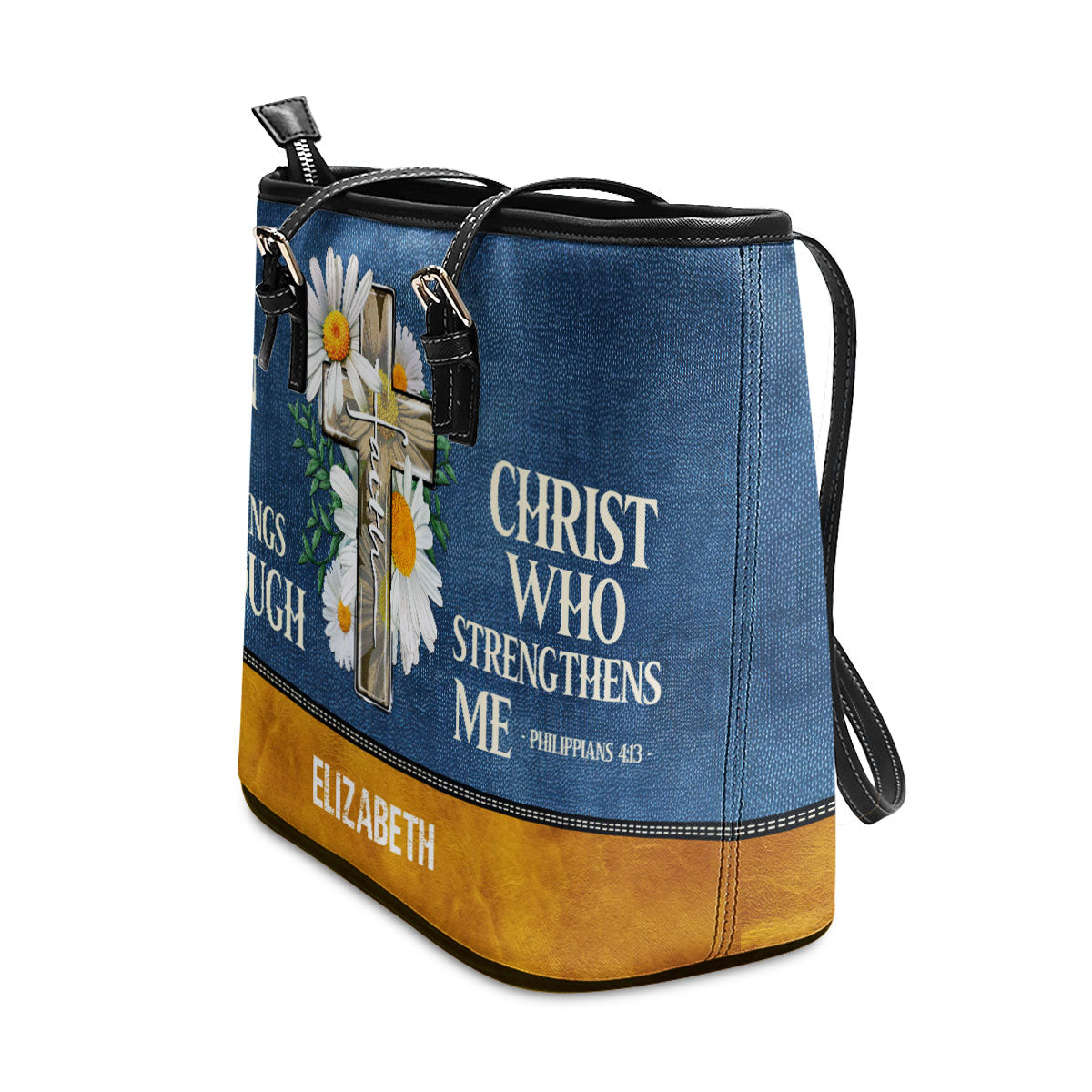 Jesuspirit | Personalized Leather Tote Bag | I Can Do All Things LLTBM779